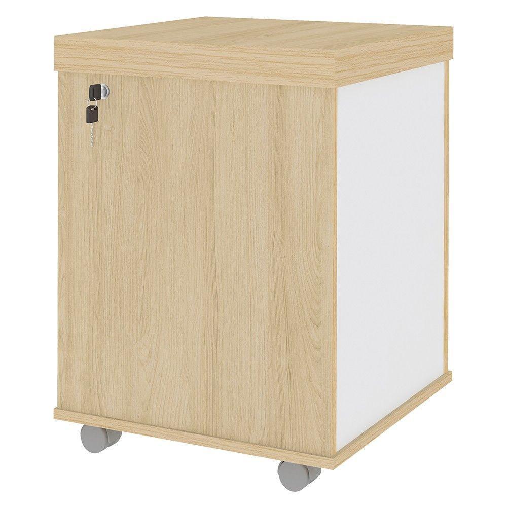 Gaveteiro Para Escritório Com Rodízios 3 Gavetas Corp A06 Carvalho/branco - Mpozenato - 3