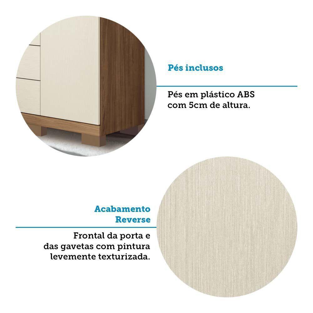 Cômoda Multiuso 1 Porta 6 Gavetas Com Pés Marabá Santos Andirá Jatoba/areia - 3