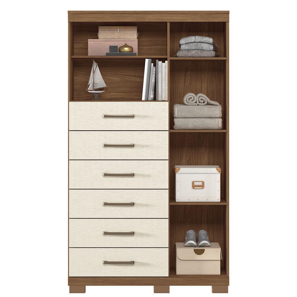 Cômoda Multiuso 1 Porta 6 Gavetas Com Pés Marabá Santos Andirá Jatoba/areia - 7