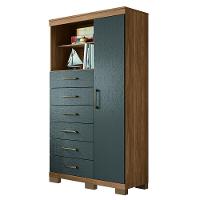 Cômoda Multiuso 1 Porta 6 Gavetas Com Pés Marabá Santos Andirá Jatoba/grafitte