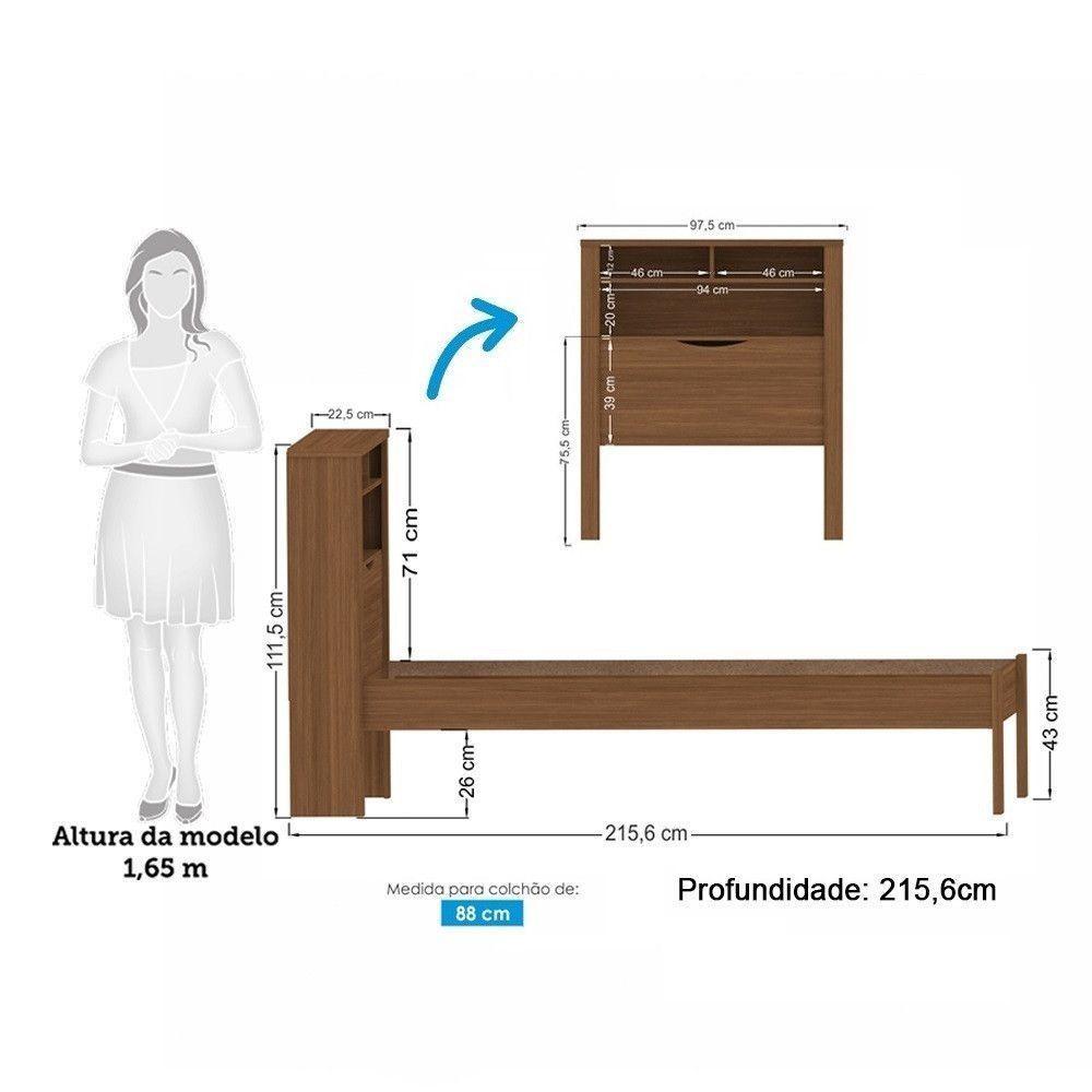 Cama De Solteiro Com Baú Invicta Santos Andirá Jatoba - 3