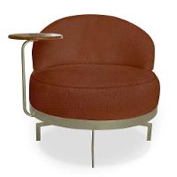 Poltrona Decorativa Andromeda Linho Bouclê Marrom Base Giratória De Ferro - Pallazio - 6