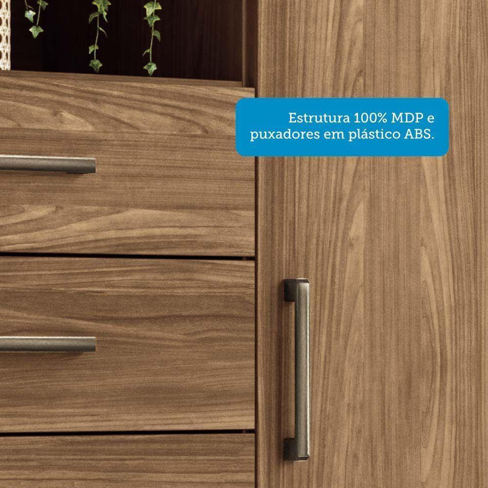 Cômoda Multiuso 1 Porta 6 Gavetas Com Pés Marabá Santos Andirá Jatoba - 2