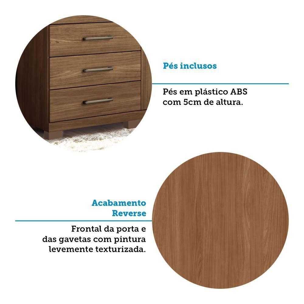 Cômoda Multiuso 1 Porta 6 Gavetas Com Pés Marabá Santos Andirá Jatoba - 7