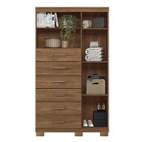 Cômoda Multiuso 1 Porta 6 Gavetas Com Pés Marabá Santos Andirá Jatoba - 5