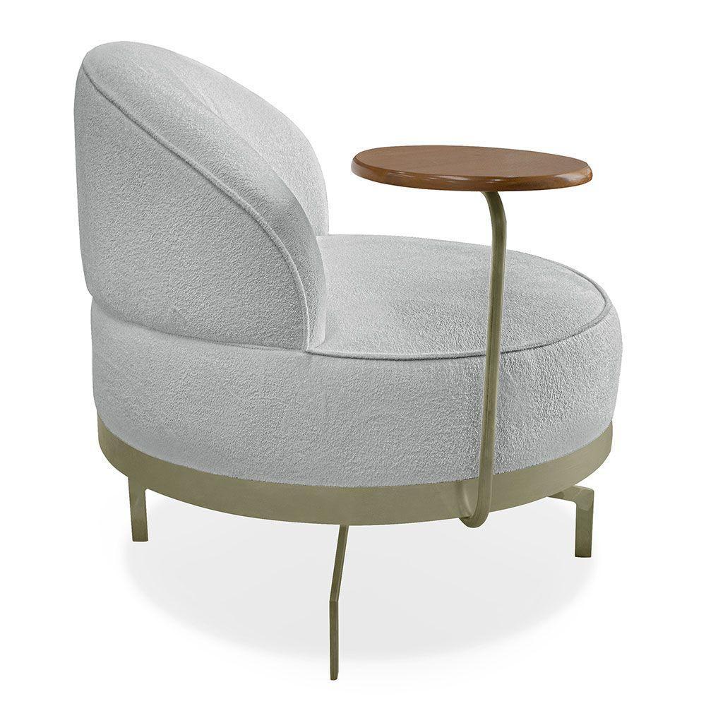 Poltrona Decorativa Andromeda Linho Bouclê Cinza Claro Base Giratória De Ferro - Pallazio - 6