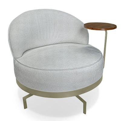 Poltrona Decorativa Andromeda Linho Bouclê Cinza Claro Base Giratória De Ferro - Pallazio