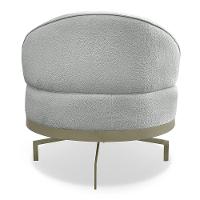 Poltrona Decorativa Andromeda Linho Bouclê Cinza Claro Base Giratória De Ferro - Pallazio