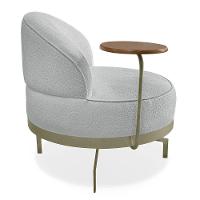 Poltrona Decorativa Andromeda Linho Bouclê Cinza Claro Base Giratória De Ferro - Pallazio - 6