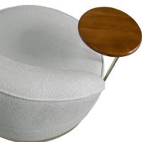 Poltrona Decorativa Andromeda Linho Bouclê Cinza Claro Base Giratória De Ferro - Pallazio - 7