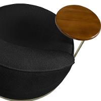 Poltrona Decorativa Andromeda Linho Bouclê Preto Base Giratória De Ferro - Pallazio - 2