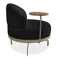 Poltrona Decorativa Andromeda Linho Bouclê Preto Base Giratória De Ferro - Pallazio - 8