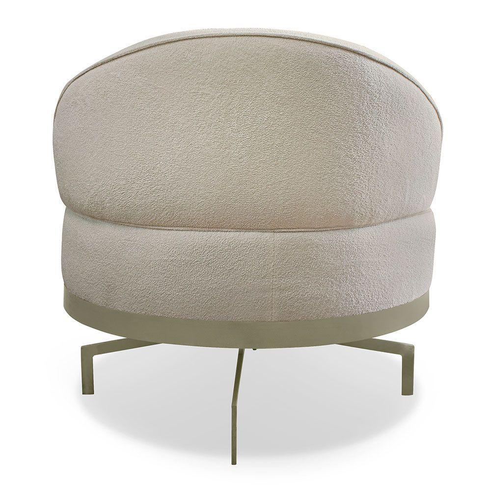 Poltrona Decorativa Andromeda Linho Bouclê Bege Base Giratória De Ferro - Pallazio - 6