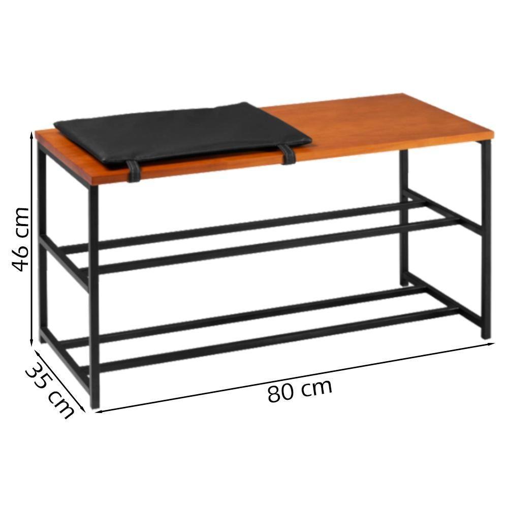 Banco Sapateira Em Aço Preto Com Almofada I19 Mell Dmobiliario Mell - 3