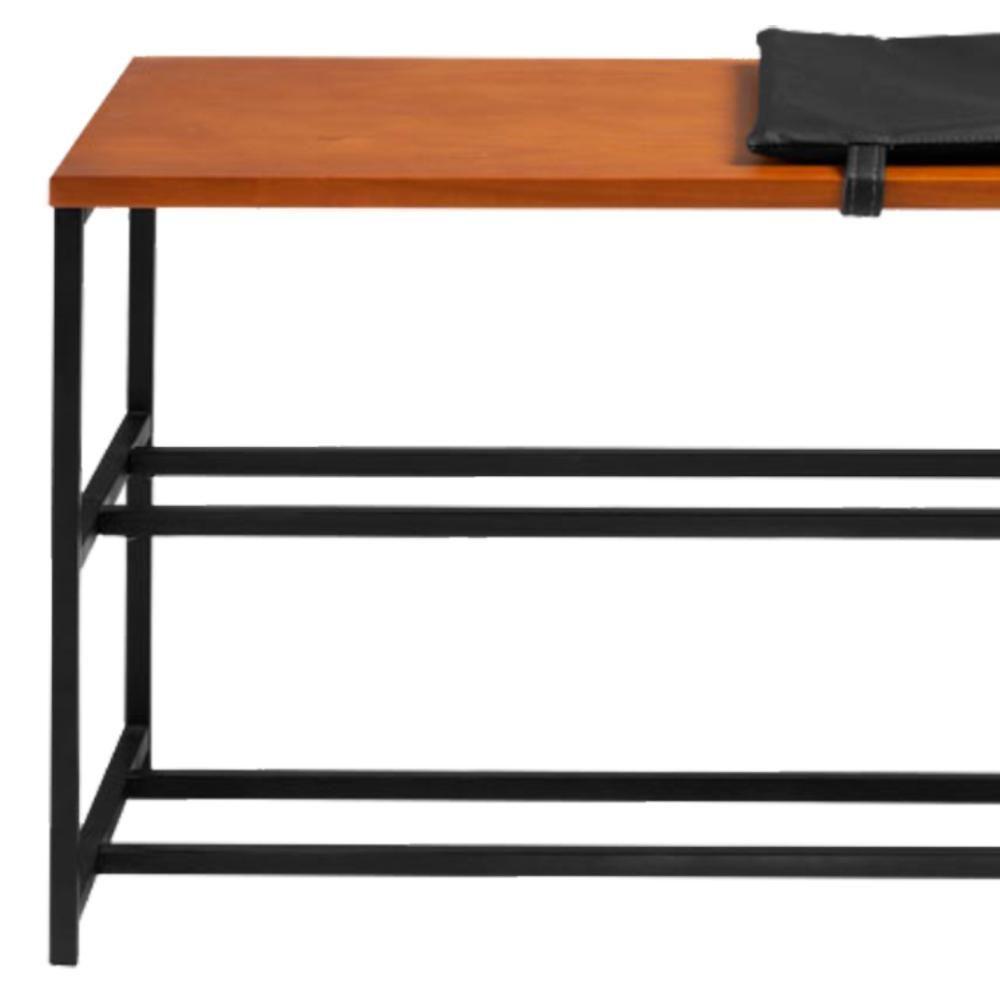 Banco Sapateira Em Aço Preto Com Almofada I19 Mell Dmobiliario Mell - 4