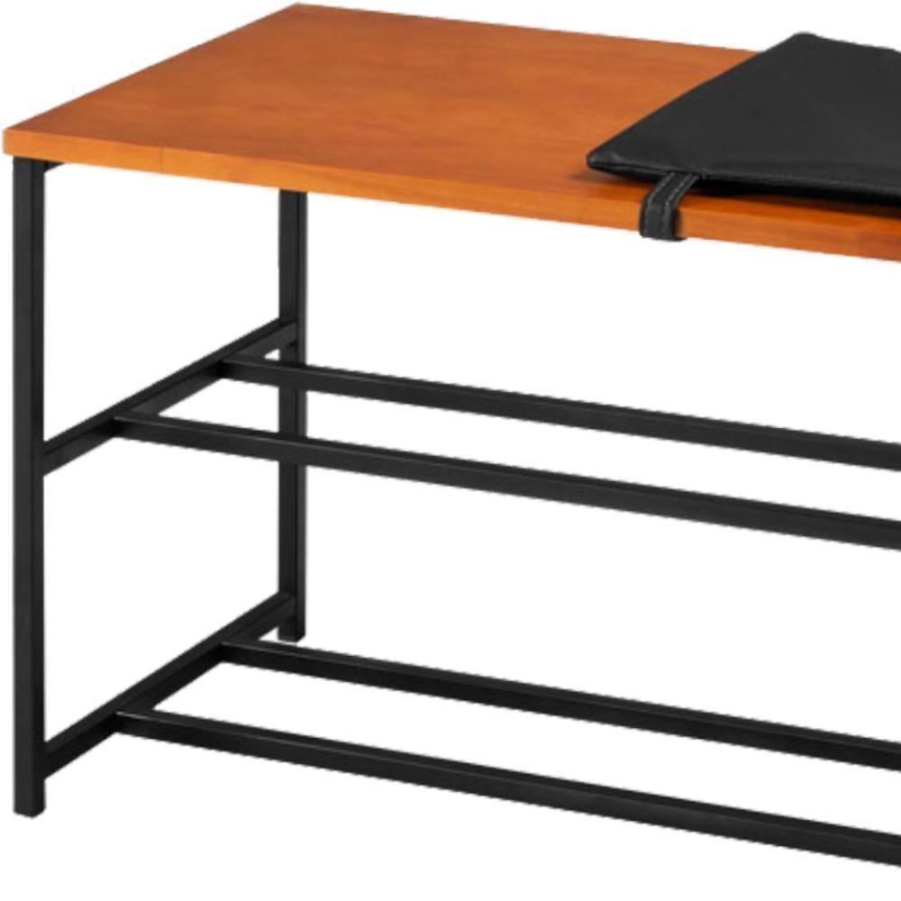 Banco Sapateira Em Aço Preto Com Almofada I19 Mell Dmobiliario Mell - 5