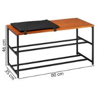 Banco Sapateira Em Aço Preto Com Almofada I19 Mell Dmobiliario Mell - 3