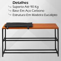 Banco Sapateira Em Aço Preto Com Almofada I19 Mell Dmobiliario Mell - 6