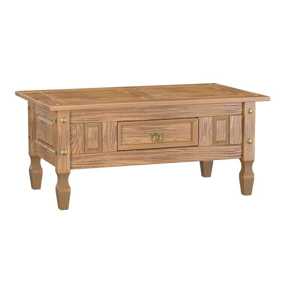 Mesa De Centro Com Gaveta Em Madeira 100x60x45 Cm Carvalho Rústico Elliottiis - 1