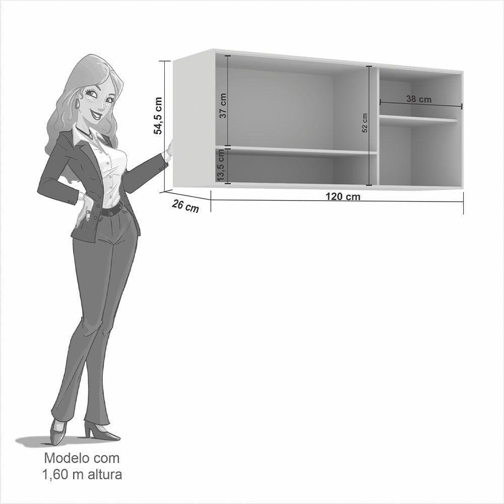 Aéreo 03 Portas Reflecta Valência Branco Salleto Móveis Cinamomo Com Off White - 4