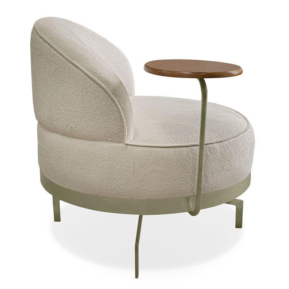 Kit 2 Poltronas Decorativa Andromeda Linho Bouclê Bege Base Giratória De Ferro - Pallazio - 7