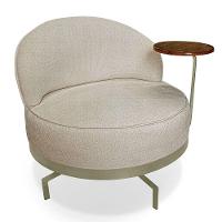 Kit 2 Poltronas Decorativa Andromeda Linho Bouclê Bege Base Giratória De Ferro - Pallazio - 5