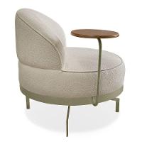 Kit 2 Poltronas Decorativa Andromeda Linho Bouclê Bege Base Giratória De Ferro - Pallazio - 7