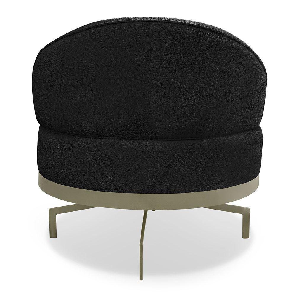 Kit 2 Poltronas Decorativa Andromeda Linho Bouclê Preto Base Giratória De Ferro - Pallazio - 4