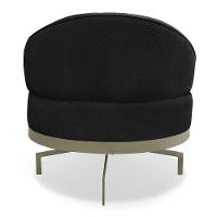 Kit 2 Poltronas Decorativa Andromeda Linho Bouclê Preto Base Giratória De Ferro - Pallazio