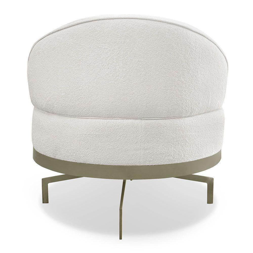 Kit 2 Poltronas Decorativa Andromeda Linho Bouclê Bege Pérola Base Giratória De Ferro - Pallazio - 8