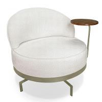 Kit 2 Poltronas Decorativa Andromeda Linho Bouclê Bege Pérola Base Giratória De Ferro - Pallazio - 6