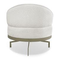 Kit 2 Poltronas Decorativa Andromeda Linho Bouclê Bege Pérola Base Giratória De Ferro - Pallazio - 8