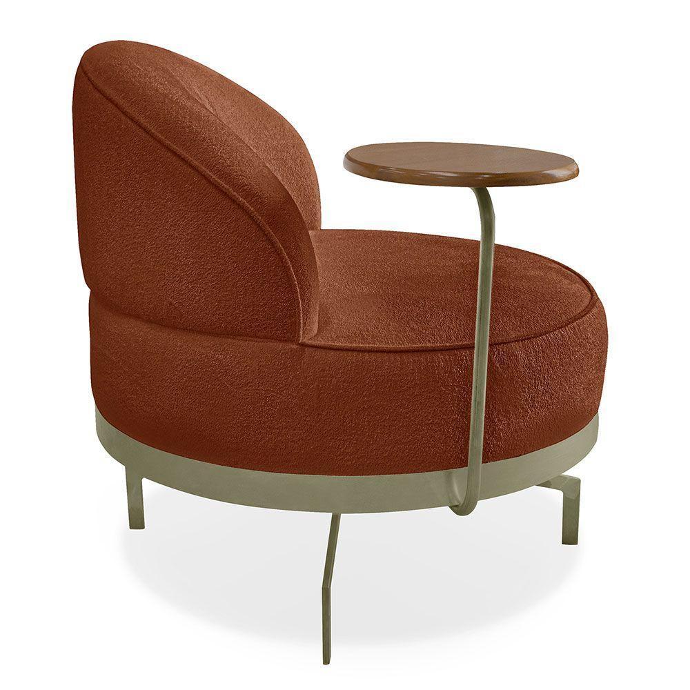 Kit 2 Poltronas Decorativa Andromeda Linho Bouclê Marrom Base Giratória De Ferro - Pallazio - 6