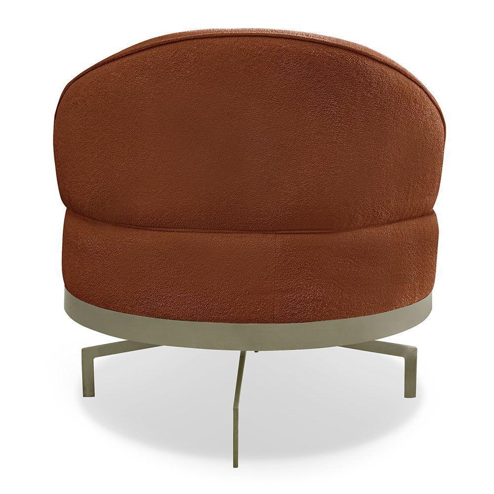 Kit 2 Poltronas Decorativa Andromeda Linho Bouclê Marrom Base Giratória De Ferro - Pallazio - 8