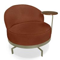 Kit 2 Poltronas Decorativa Andromeda Linho Bouclê Marrom Base Giratória De Ferro - Pallazio - 2