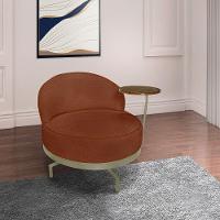 Kit 2 Poltronas Decorativa Andromeda Linho Bouclê Marrom Base Giratória De Ferro - Pallazio