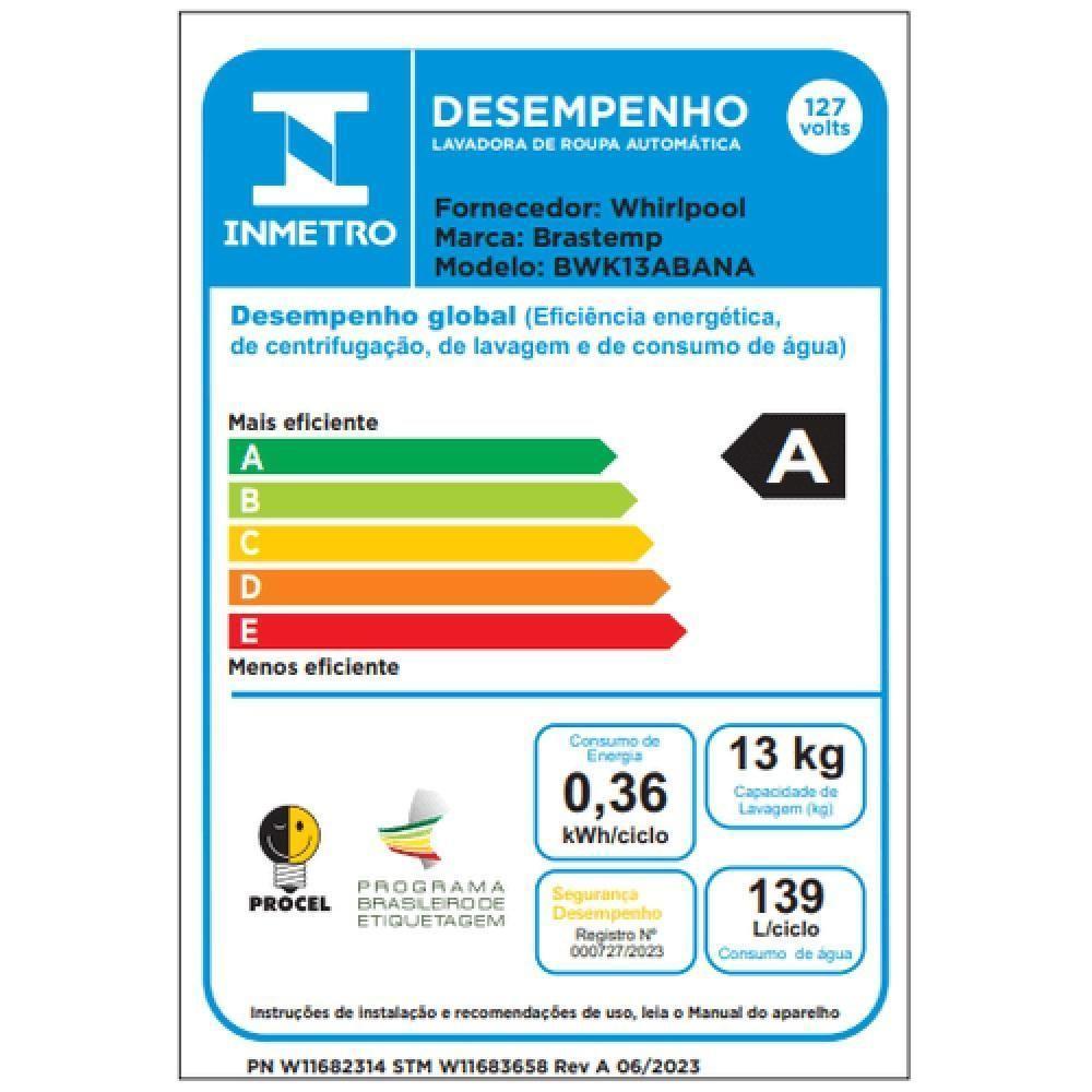 Máquina De Lavar Brastemp 13kg Com Ciclo Tira Machas Advanced E Ciclo Antibolinha Branca BWK13AB 127v - 6