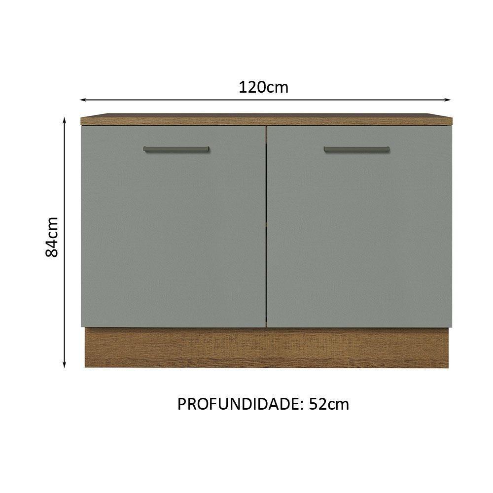 Balcão De Pia Cozinha 2 Portas (com Tampo) Rustic/cinza Agata Madesa Rustic/cinza - 6