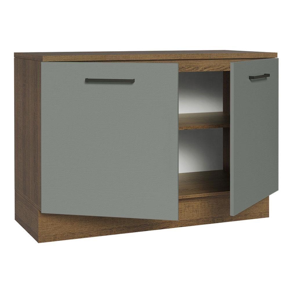 Balcão De Pia Cozinha 2 Portas (com Tampo) Rustic/cinza Agata Madesa Rustic/cinza - 9