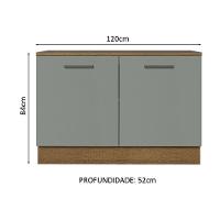 Balcão De Pia Cozinha 2 Portas (com Tampo) Rustic/cinza Agata Madesa Rustic/cinza - 6