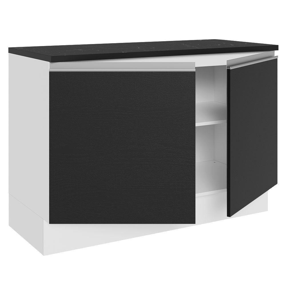 Balcão De Pia Cozinha 100% Mdf 120 Cm 2 Portas Branco/preto Acordes Madesa Branco/preto - 5