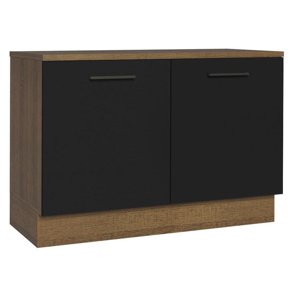 Balcão De Pia Cozinha 2 Portas (com Tampo) Rustic/preto Agata Madesa Rustic/preto - 1