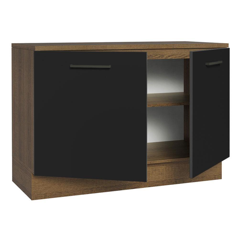Balcão De Pia Cozinha 2 Portas (com Tampo) Rustic/preto Agata Madesa Rustic/preto - 6