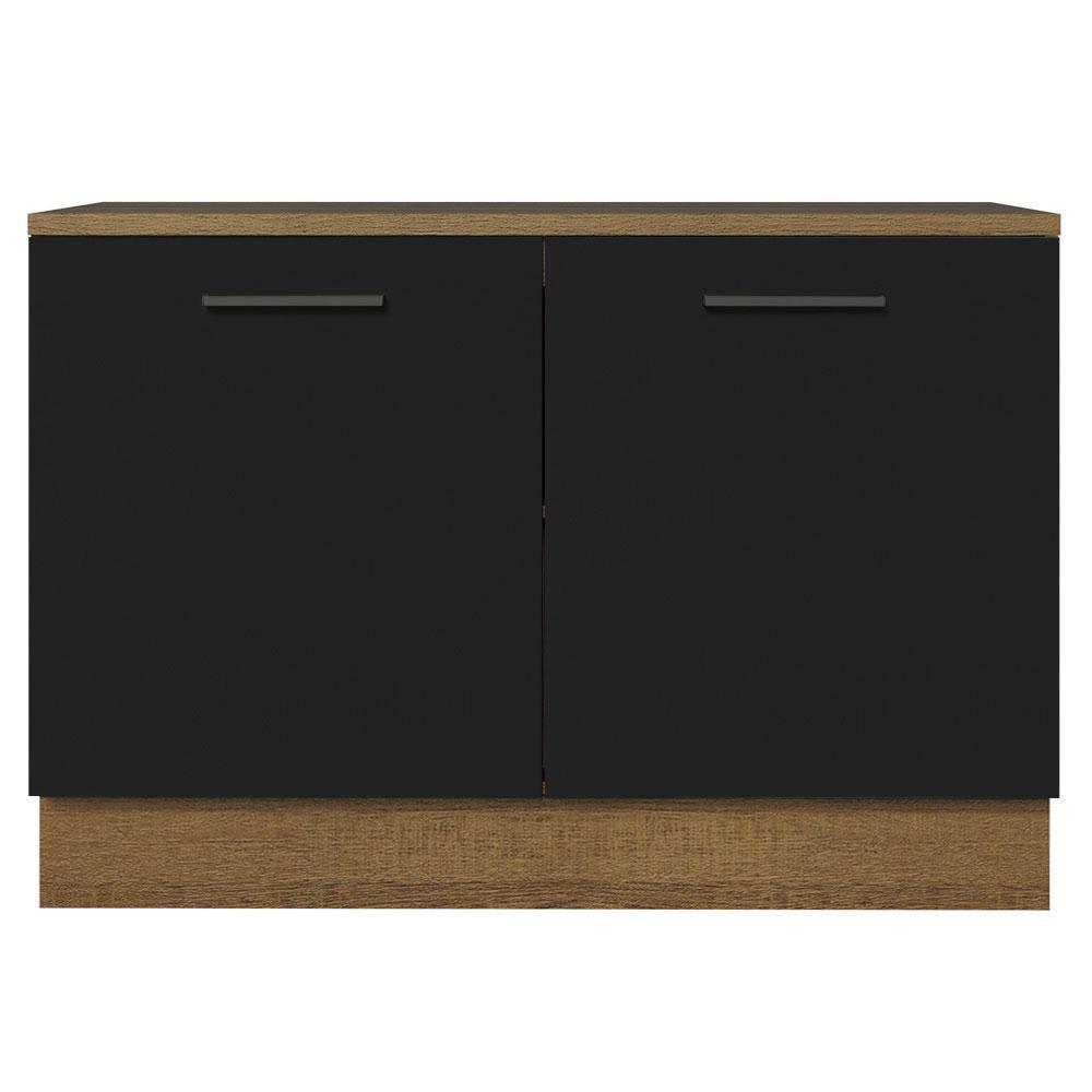 Balcão De Pia Cozinha 2 Portas (com Tampo) Rustic/preto Agata Madesa Rustic/preto - 7