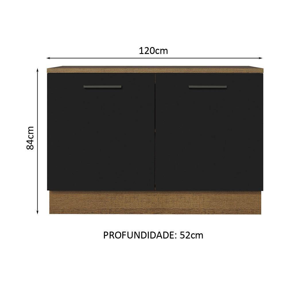 Balcão De Pia Cozinha 2 Portas (com Tampo) Rustic/preto Agata Madesa Rustic/preto - 9