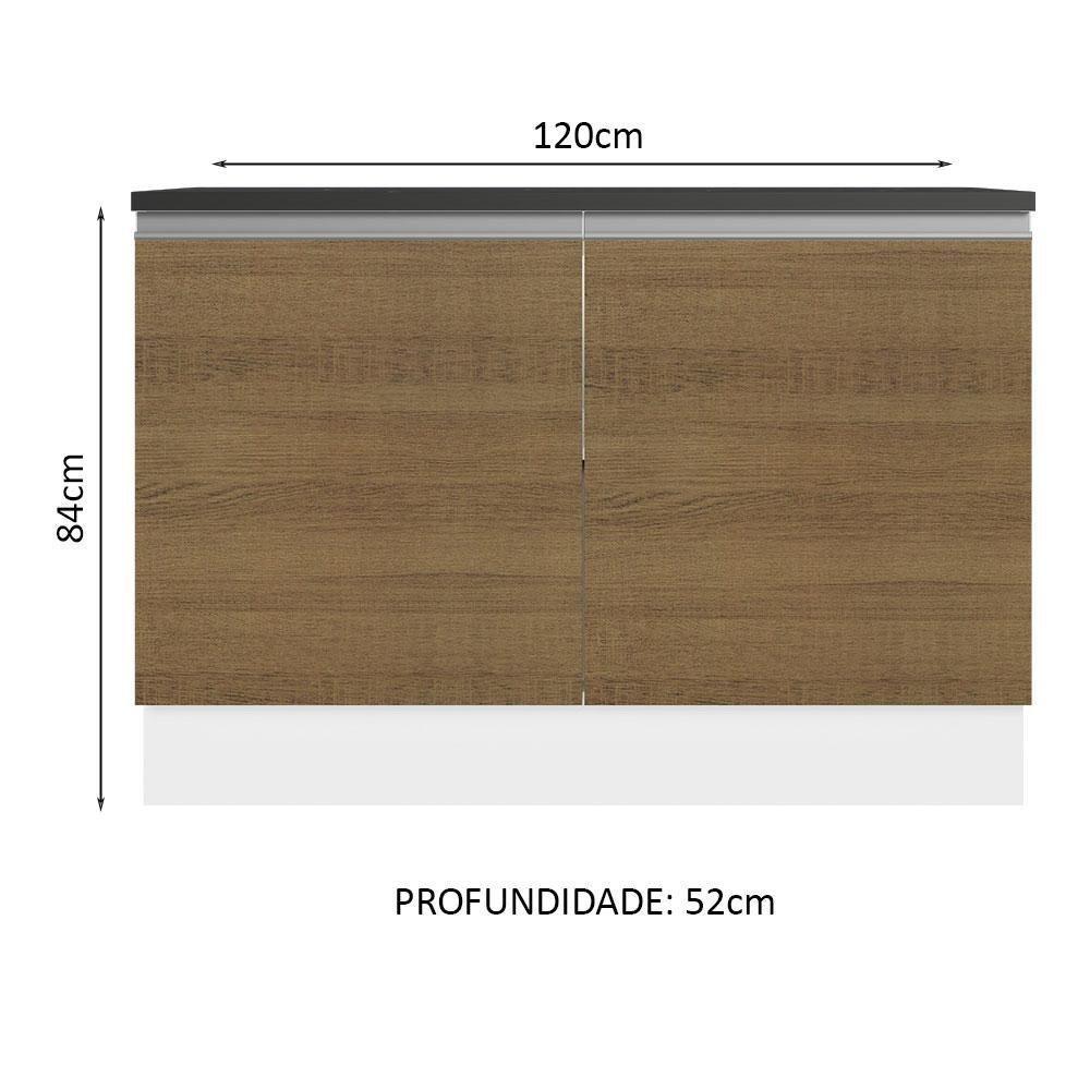 Balcão De Pia Cozinha 100% Mdf 120 Cm 2 Portas Branco/rustic Acordes Madesa Branco/rustic - 2