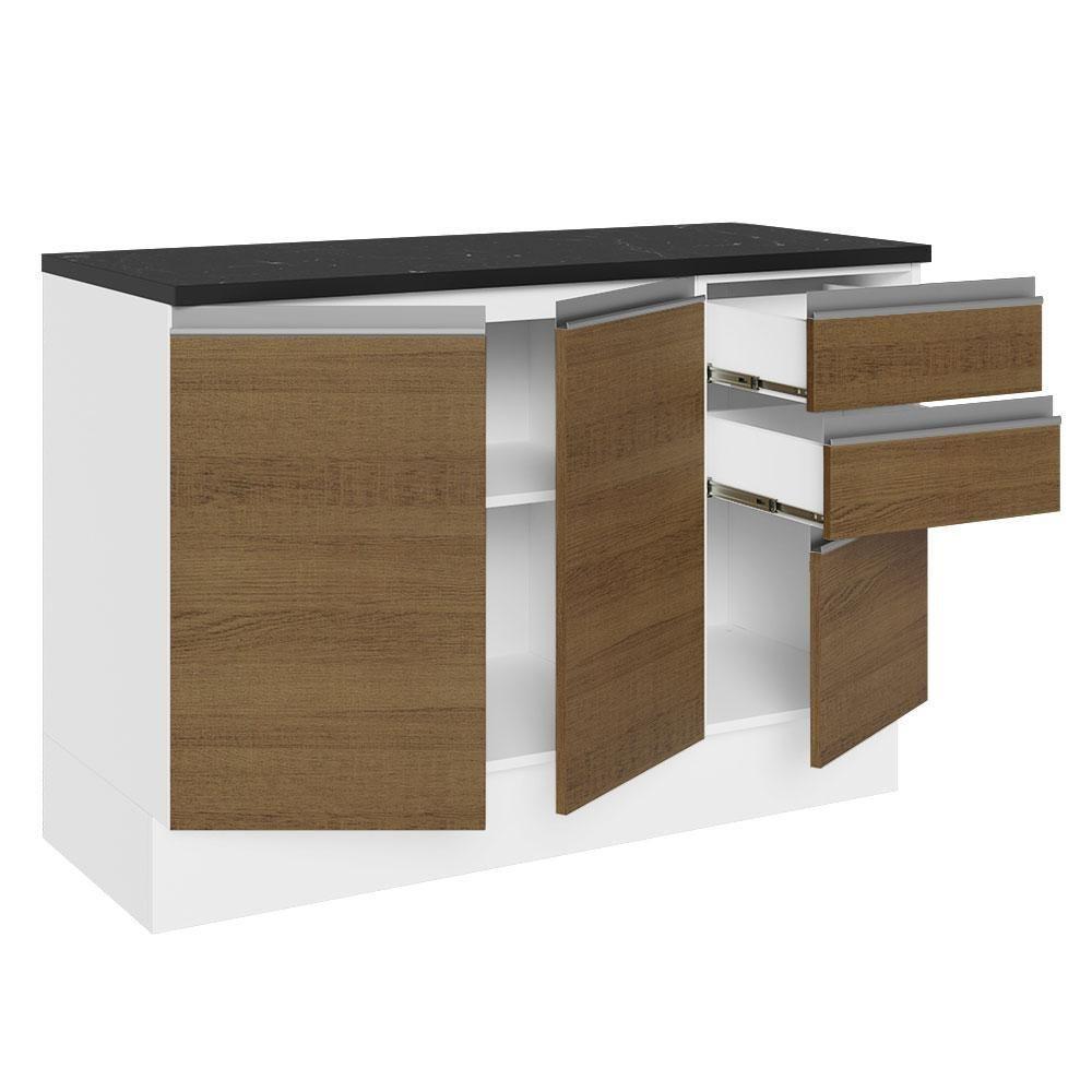 Balcão De Pia Cozinha 100% Mdf 120 Cm 3 Portas E 2 Gavetas Branco/rustic Acordes Madesa Branco/rustic - 6