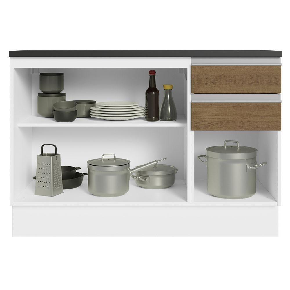 Balcão De Pia Cozinha 100% Mdf 120 Cm 3 Portas E 2 Gavetas Branco/rustic Acordes Madesa Branco/rustic - 7