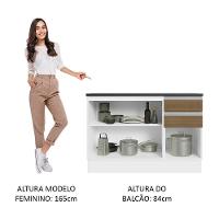 Balcão De Pia Cozinha 100% Mdf 120 Cm 3 Portas E 2 Gavetas Branco/rustic Acordes Madesa Branco/rustic - 5