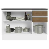 Balcão De Pia Cozinha 100% Mdf 120 Cm 3 Portas E 2 Gavetas Branco/rustic Acordes Madesa Branco/rustic - 7